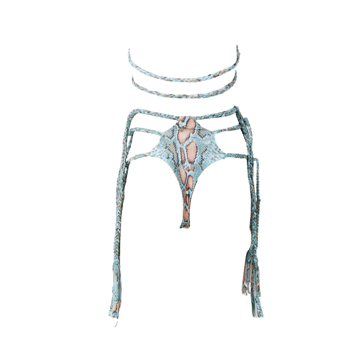 LA SIRENA BRAIDED BIKINI TOP BLUE SNAKE