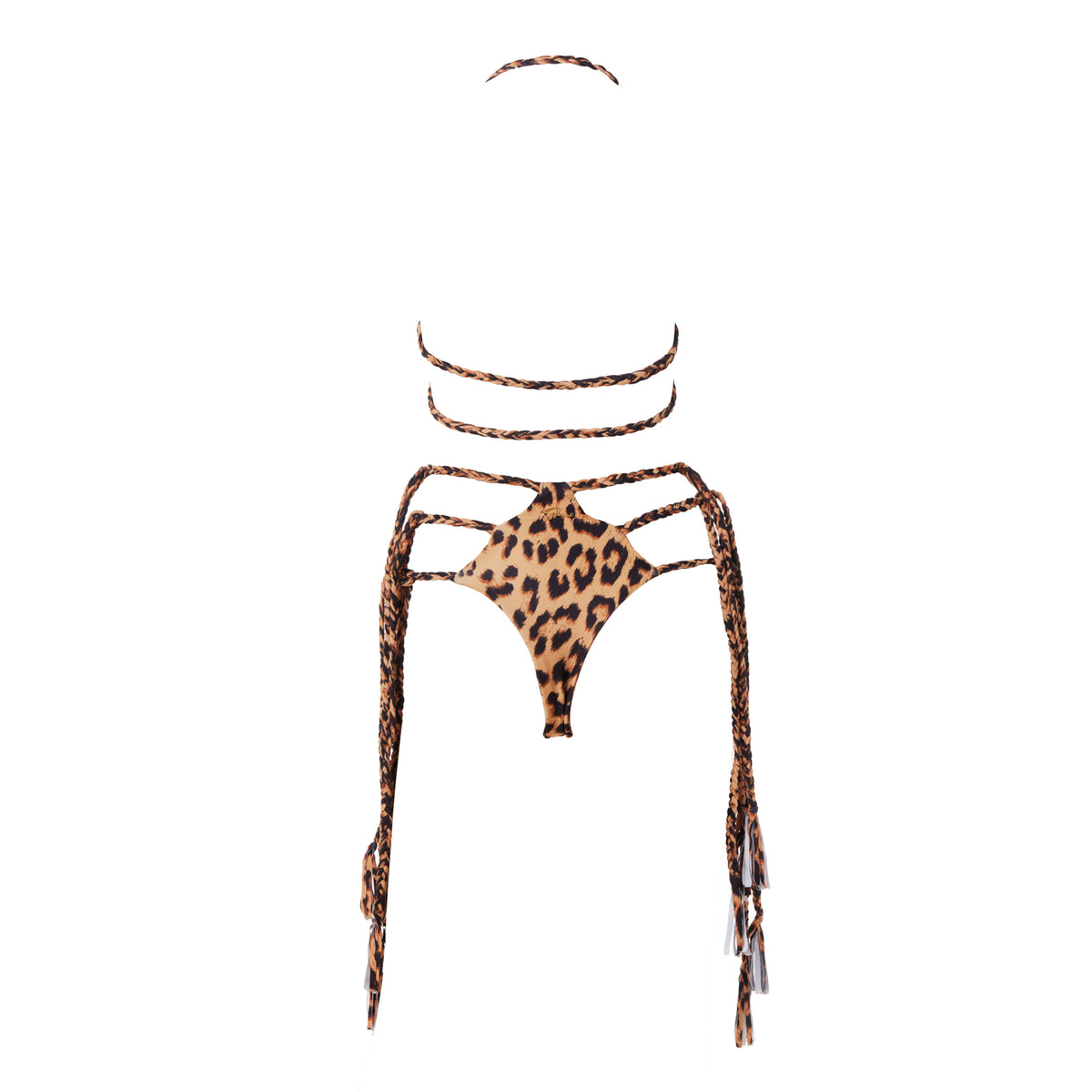 LA SIRENA BRAIDED BIKINI TOP LEOPARD