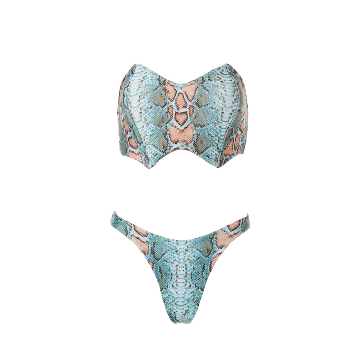 TAYLOR HIGH WAIST BIKINI BOTTOMS BLUE SNAKE