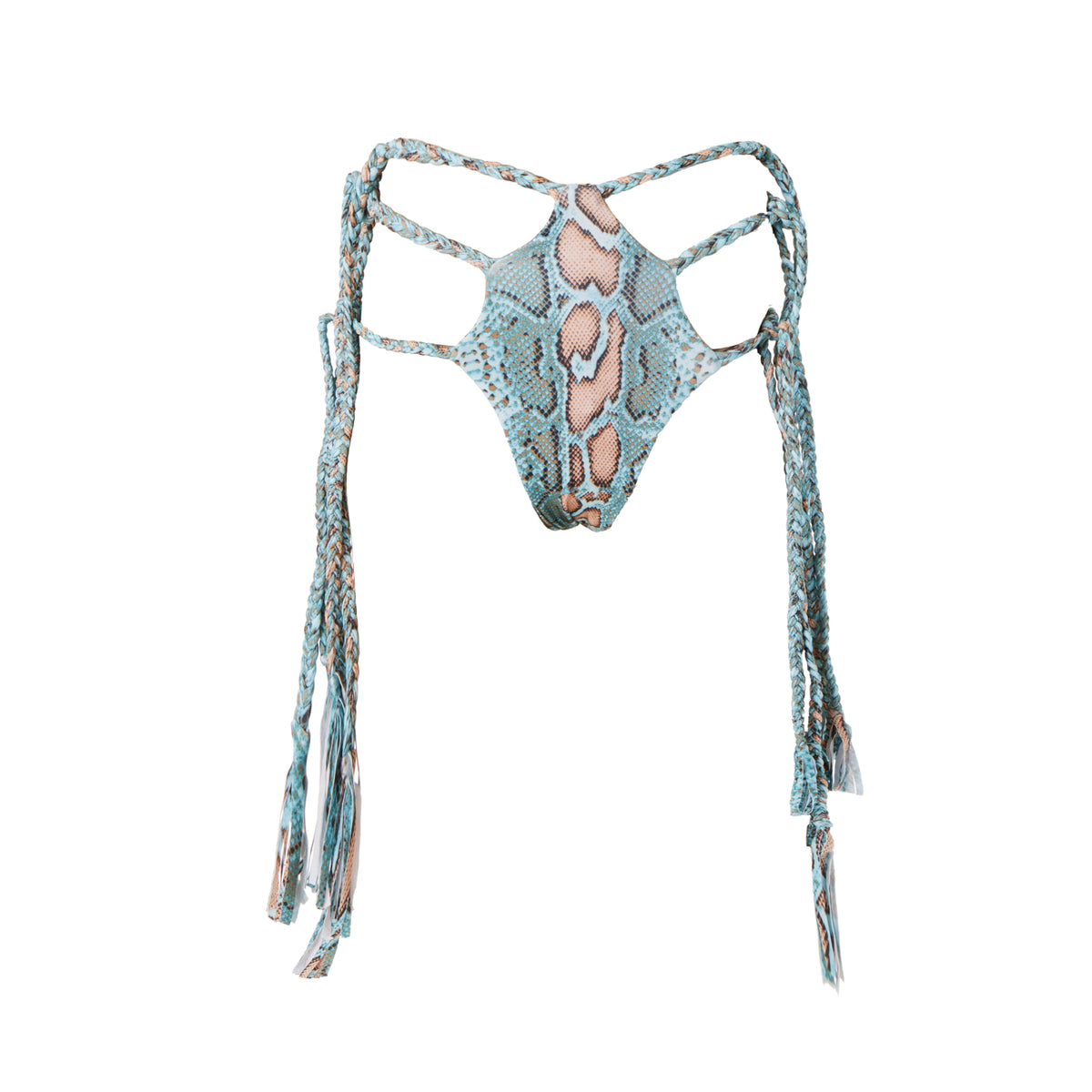 LA SIRENA BRAIDED BIKINI BOTTOM BLUE SNAKE